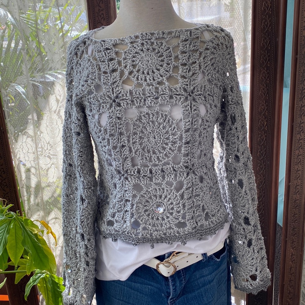 Handmade granny square crochet sweater